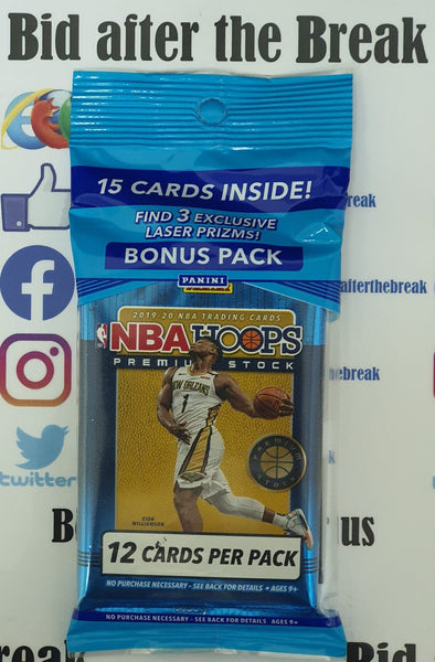 2019-2020 NBA Panini NBA Hoops Premium Cello 15-card Pack